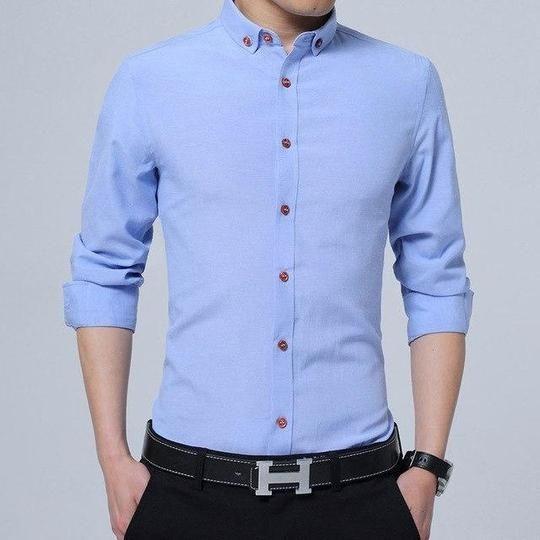 Man’S Classic Shirt Brand Designer High Quality Solid Male Clothing Fit ...