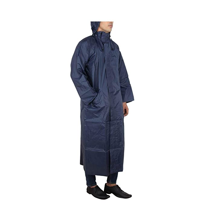 Rain Coat Unisex Blue Long Rain Coat with Cap and Cover – Metamersh